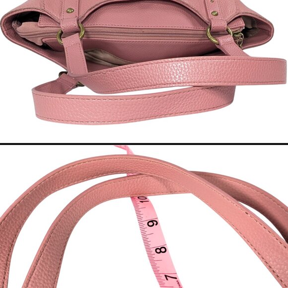 The Sak Pink Pebbled Leather Bolinas Stitched Satchel Tote Bag - Picture 7 of 9